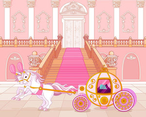 Beautiful fairytale pink carriage Wall Mural Wallpaper - Canvas Art Rocks - 1