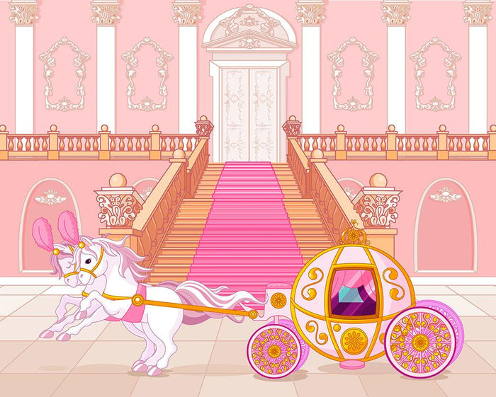 Beautiful fairytale pink carriage Wall Mural Wallpaper