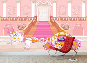 Beautiful fairytale pink carriage Wall Mural Wallpaper - Canvas Art Rocks - 3