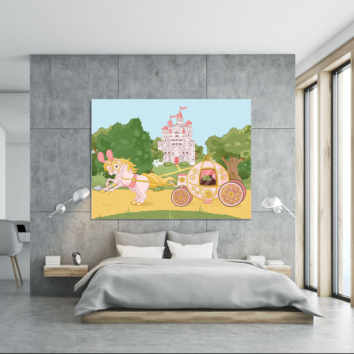 Beautiful fairytale pink carriage and castle Canvas Print or Poster - Canvas Art Rocks - 5