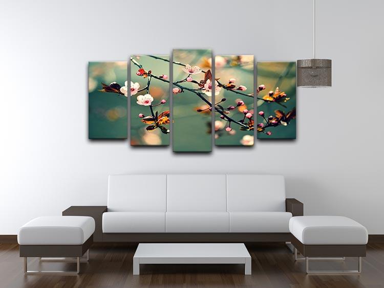 Beautiful flowering Japanese cherry 5 Split Panel Canvas  - Canvas Art Rocks - 3