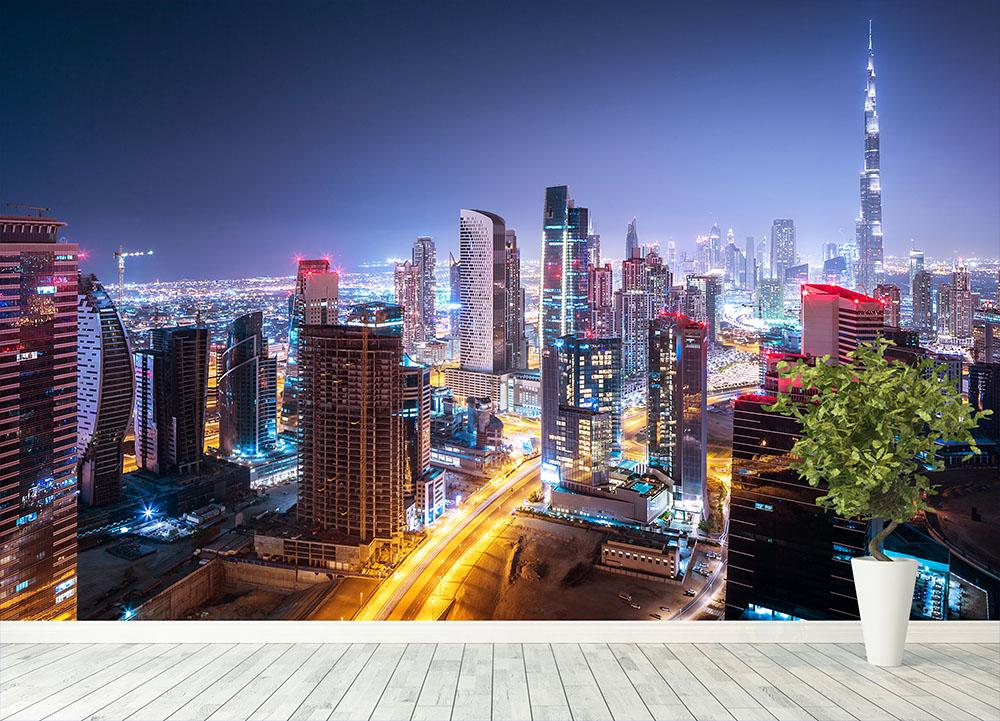 Beautiful night cityscape of Dubai Wall Mural Wallpaper - Canvas Art Rocks - 4