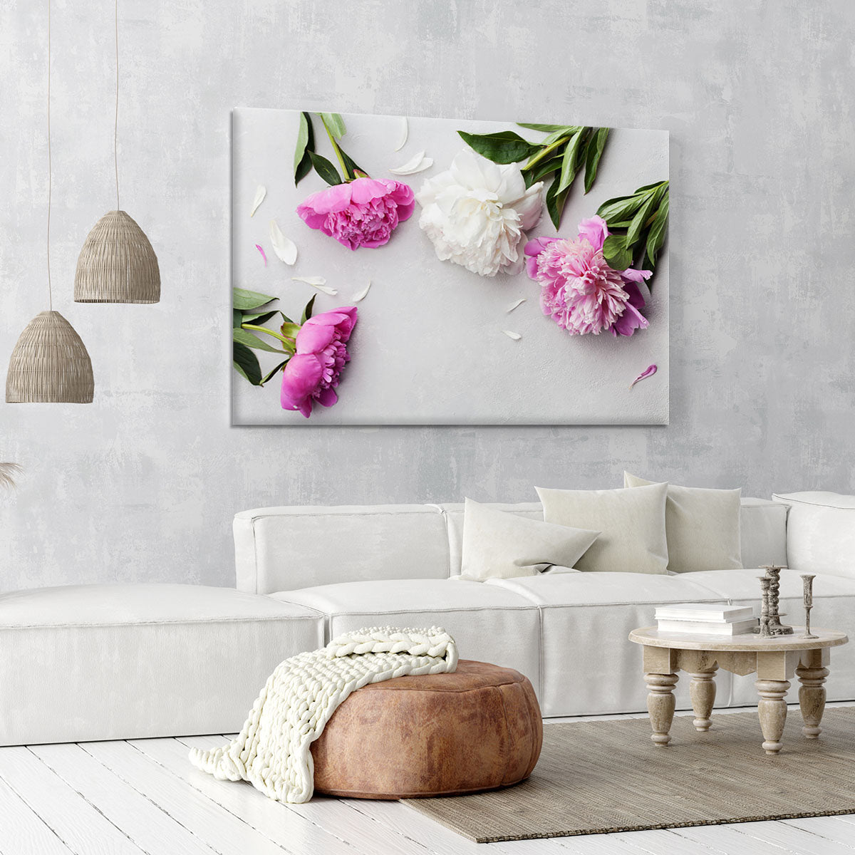 Beautiful pink and white peony flowers Canvas Print or Poster - Canvas Art Rocks - 6