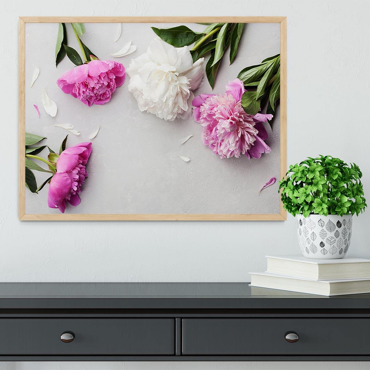 Beautiful pink and white peony flowers Framed Print - Canvas Art Rocks - 4
