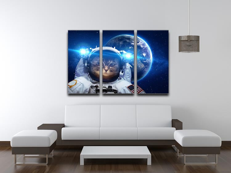 Beautiful tabby cat in outer space 3 Split Panel Canvas Print - Canvas Art Rocks - 3