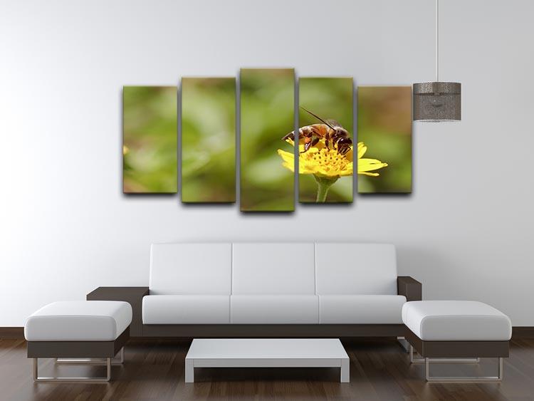 Bee and small sunflower 5 Split Panel Canvas  - Canvas Art Rocks - 3