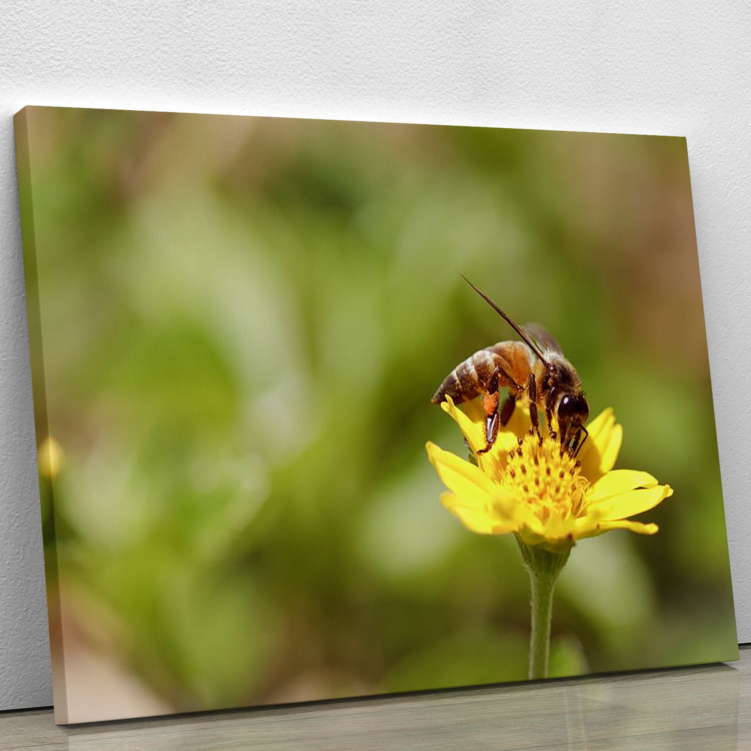 Bee and small sunflower Canvas Print or Poster - Canvas Art Rocks - 1