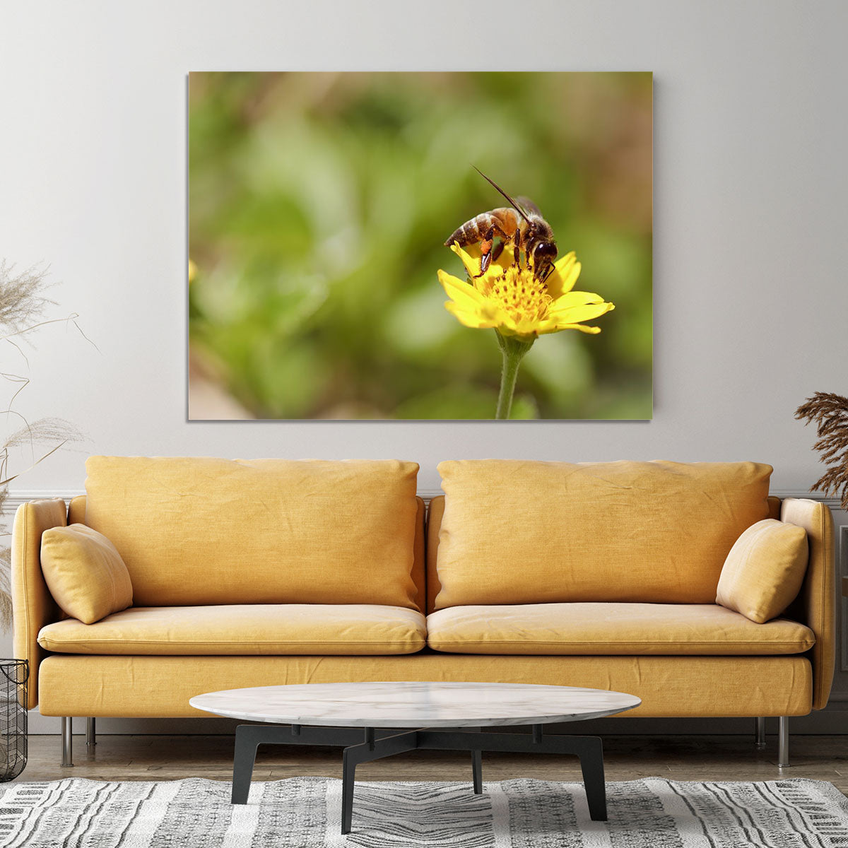 Bee and small sunflower Canvas Print or Poster - Canvas Art Rocks - 4