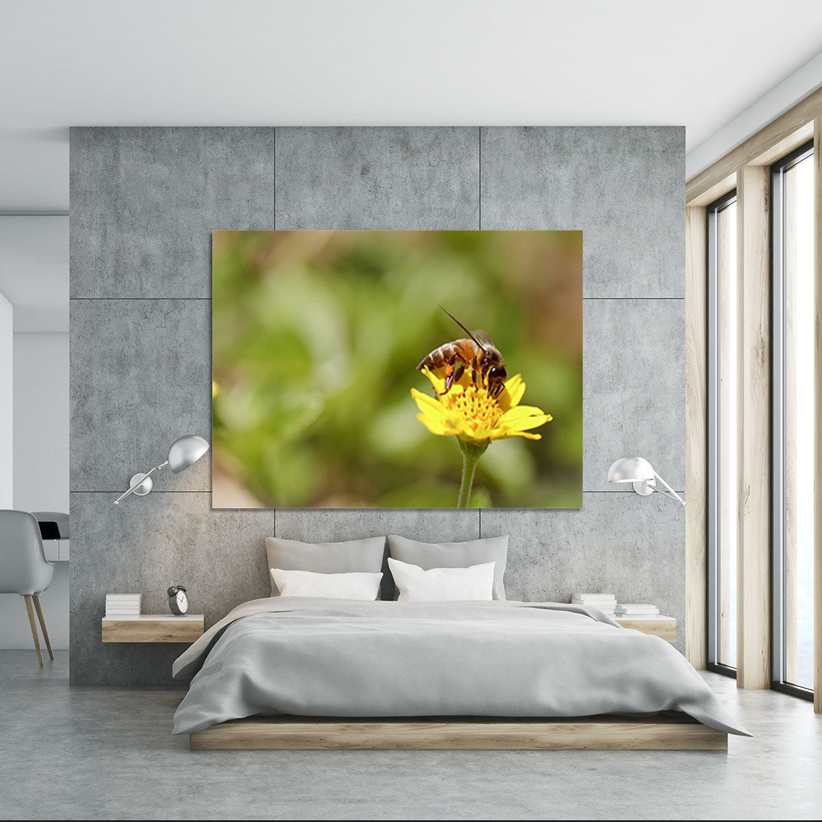 Bee and small sunflower Canvas Print or Poster - Canvas Art Rocks - 5