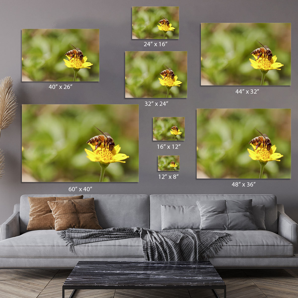 Bee and small sunflower Canvas Print or Poster - Canvas Art Rocks - 7