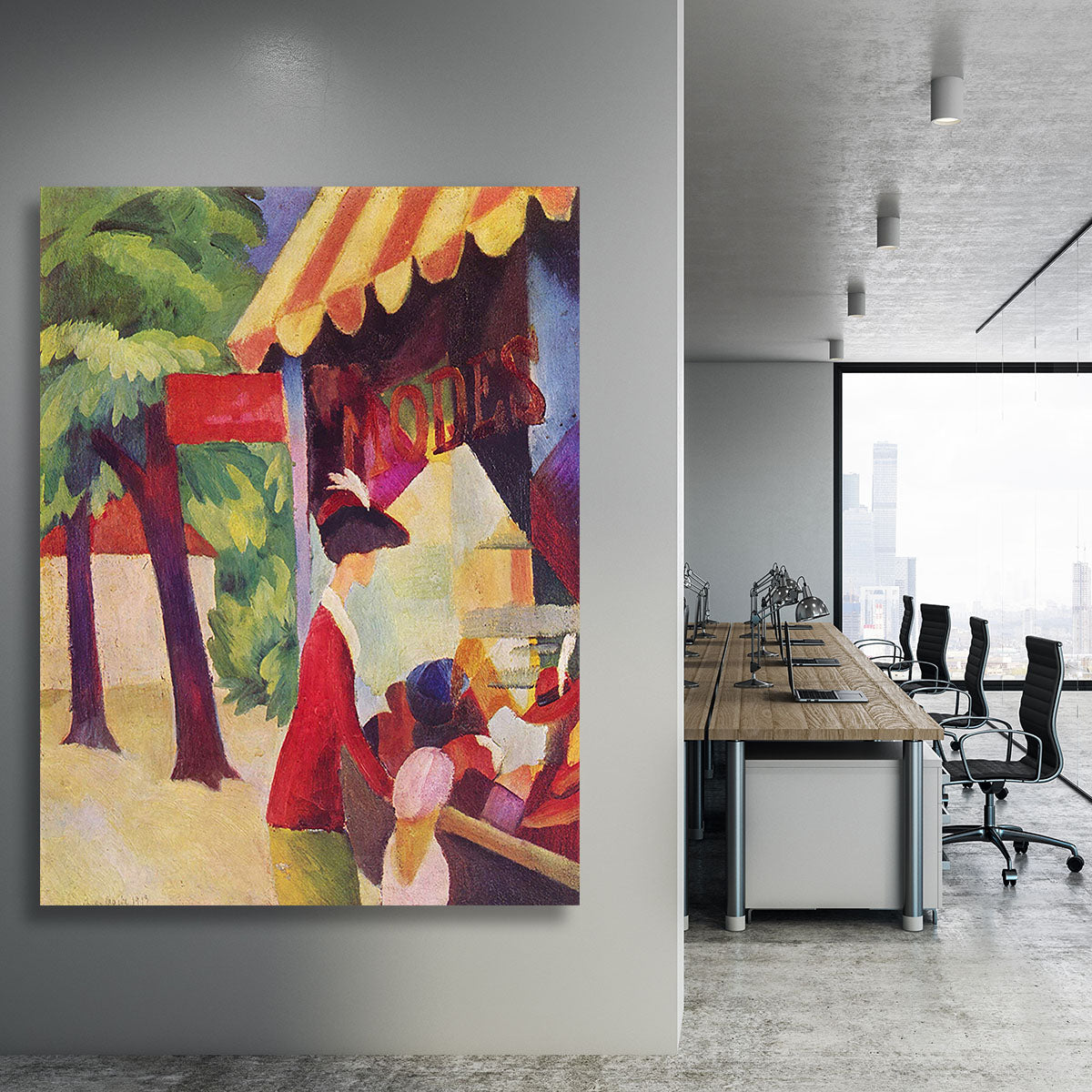 Before Hutladen woman with a red jacket and child by Macke Canvas Print or Poster - Canvas Art Rocks - 3