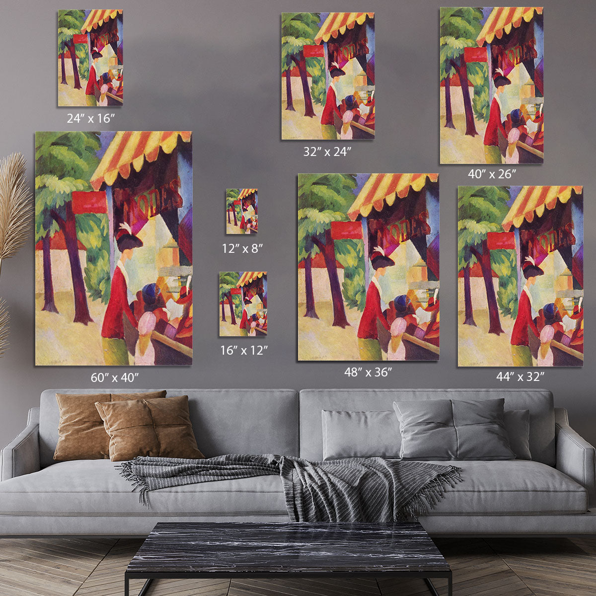 Before Hutladen woman with a red jacket and child by Macke Canvas Print or Poster - Canvas Art Rocks - 7