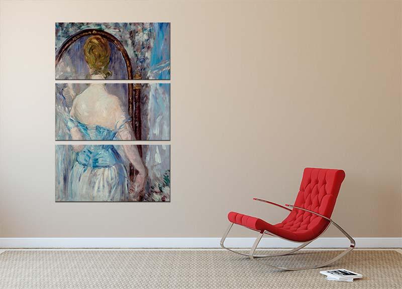 Before the Mirror by Manet 3 Split Panel Canvas Print - Canvas Art Rocks - 2
