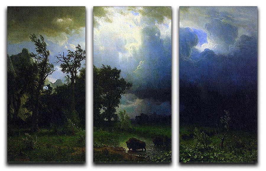 Before the Storm by Bierstadt 3 Split Panel Canvas Print - Canvas Art Rocks - 1