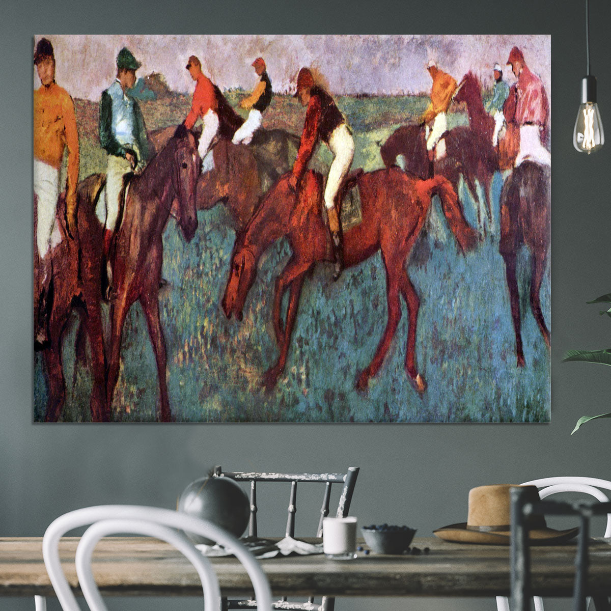 Before the start Jockeis during training by Degas Canvas Print or Poster - Canvas Art Rocks - 3