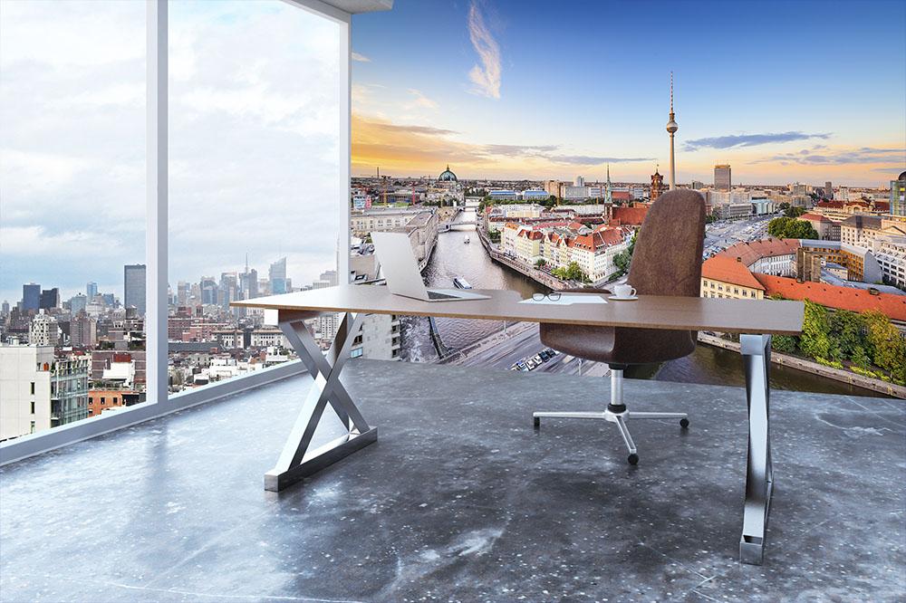 Berlin skyline on the Spree River Wall Mural Wallpaper - Canvas Art Rocks - 3
