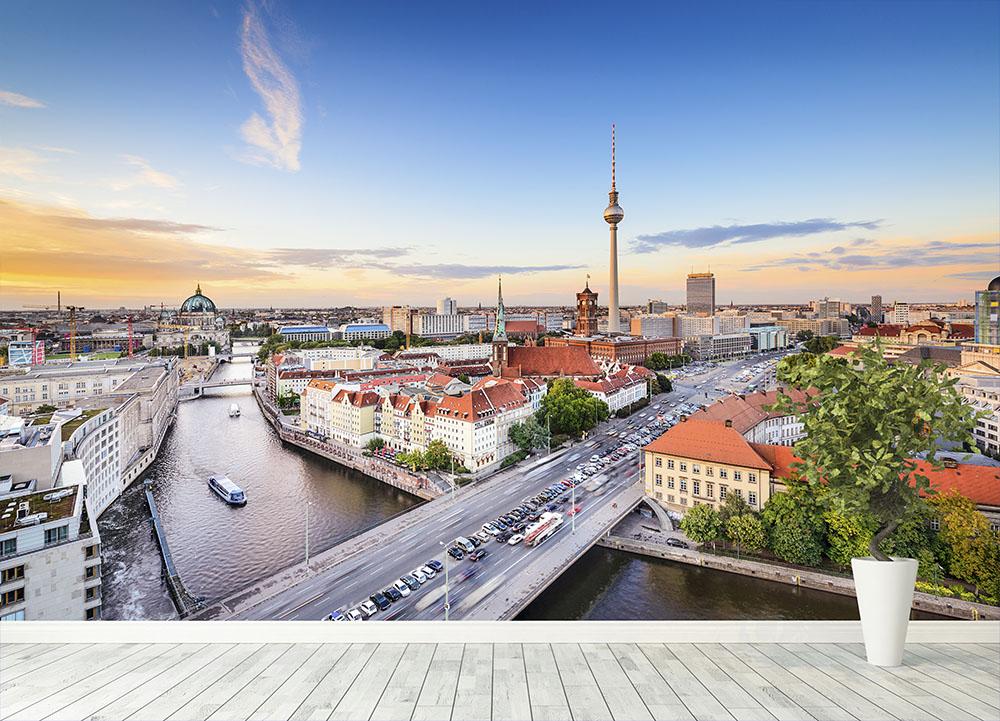Berlin skyline on the Spree River Wall Mural Wallpaper - Canvas Art Rocks - 4