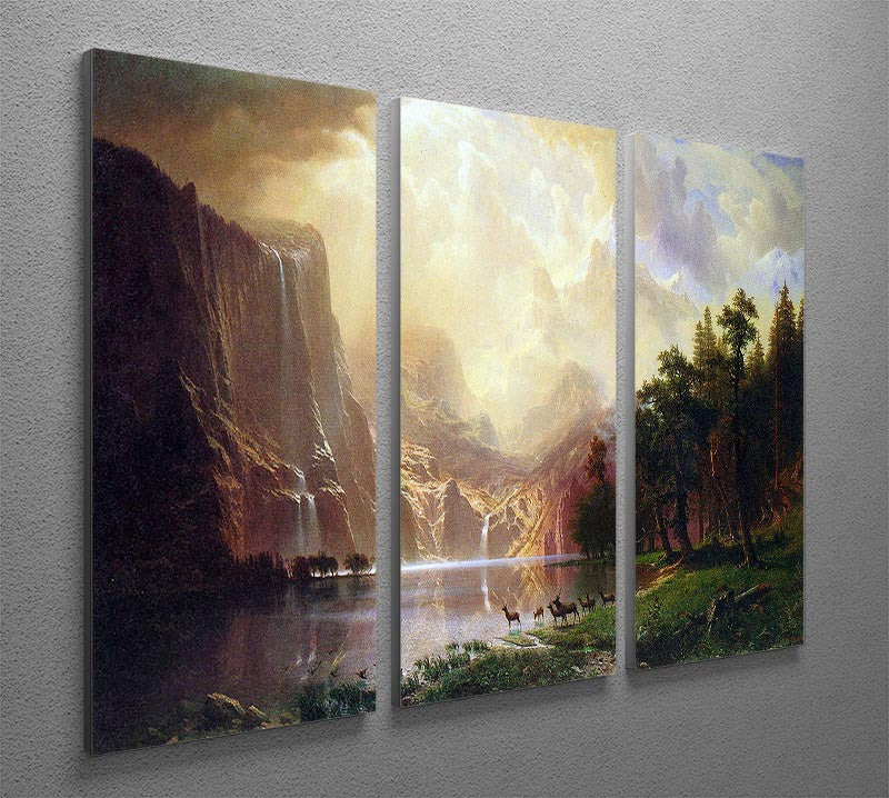 Between the Sierra Nevada Mountains by Bierstadt 3 Split Panel Canvas Print - Canvas Art Rocks - 2