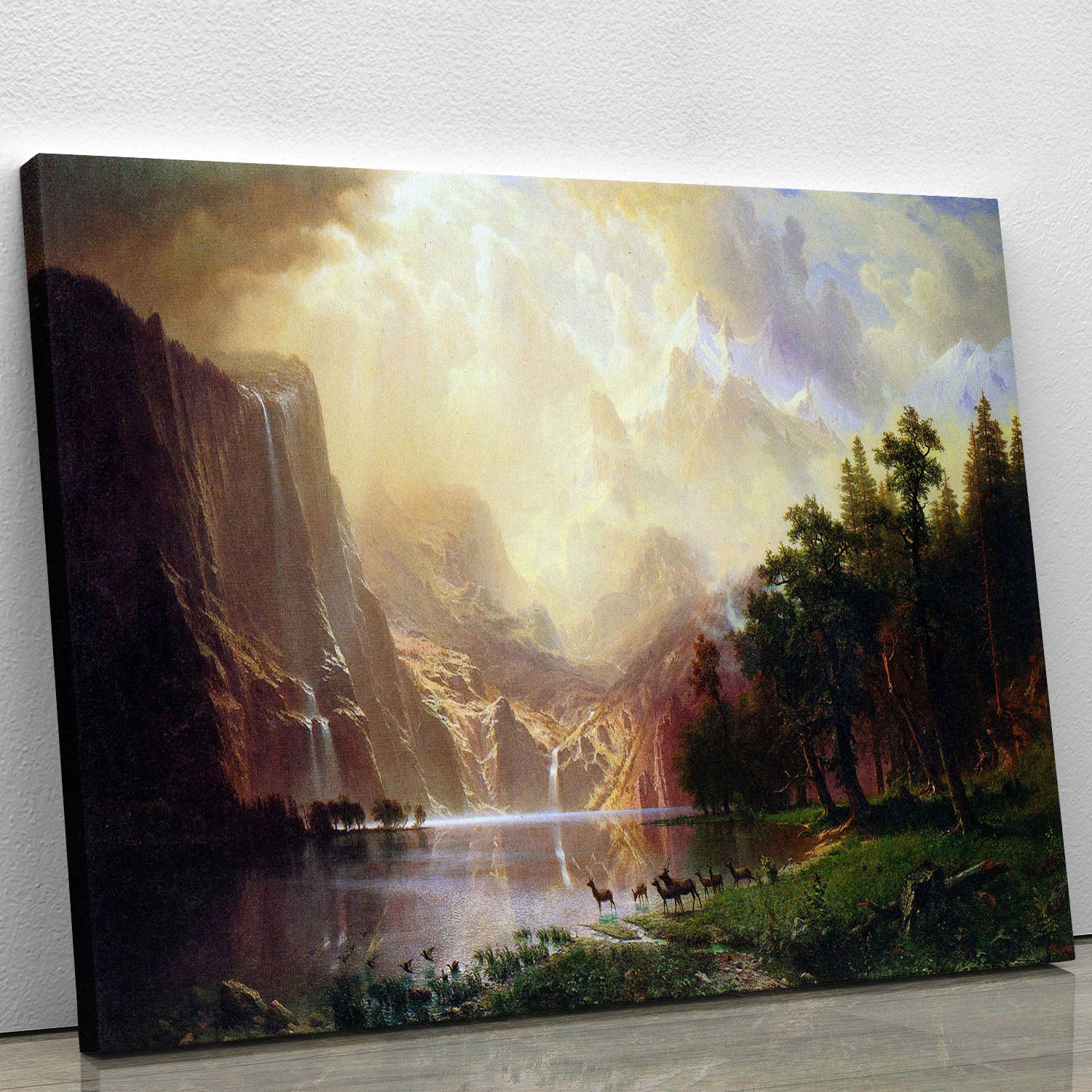 Between the Sierra Nevada Mountains by Bierstadt Canvas Print or Poster - Canvas Art Rocks - 1