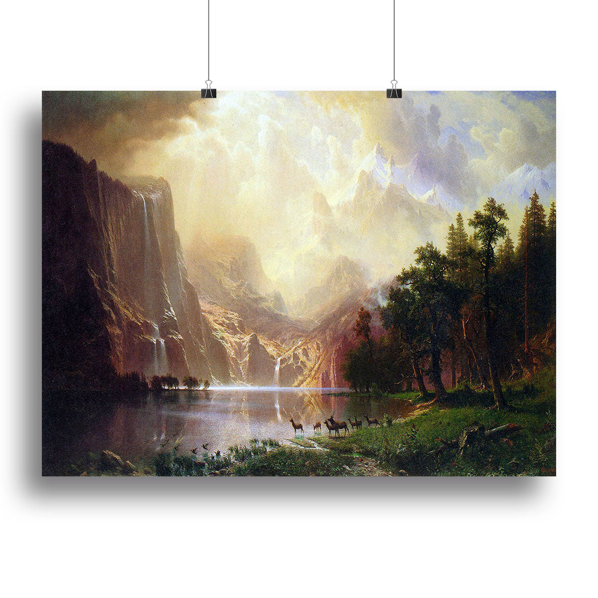 Between the Sierra Nevada Mountains by Bierstadt Canvas Print or Poster - Canvas Art Rocks - 2