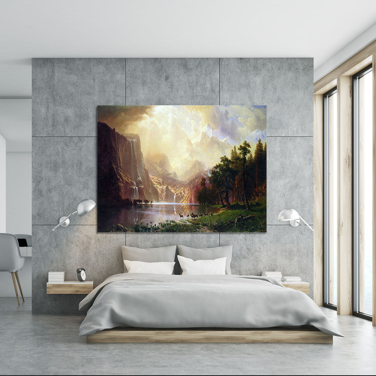 Between the Sierra Nevada Mountains by Bierstadt Canvas Print or Poster - Canvas Art Rocks - 5
