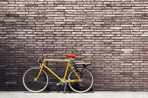 Bicycle on roadside with vintage brick Wall Mural Wallpaper - Canvas Art Rocks - 1