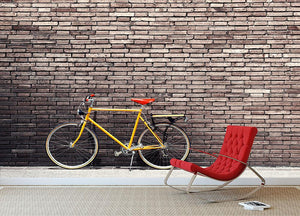 Bicycle on roadside with vintage brick Wall Mural Wallpaper - Canvas Art Rocks - 2