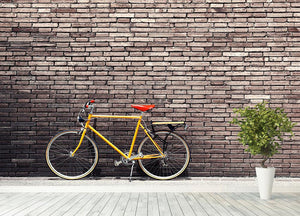 Bicycle on roadside with vintage brick Wall Mural Wallpaper - Canvas Art Rocks - 4