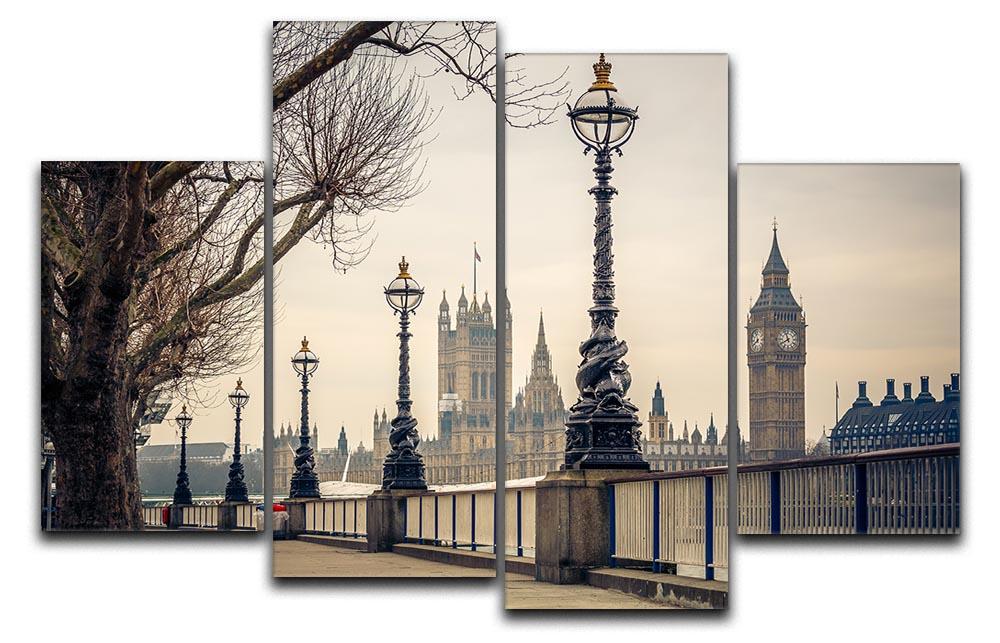 Big Ben and Houses of parliament 4 Split Panel Canvas  - Canvas Art Rocks - 1