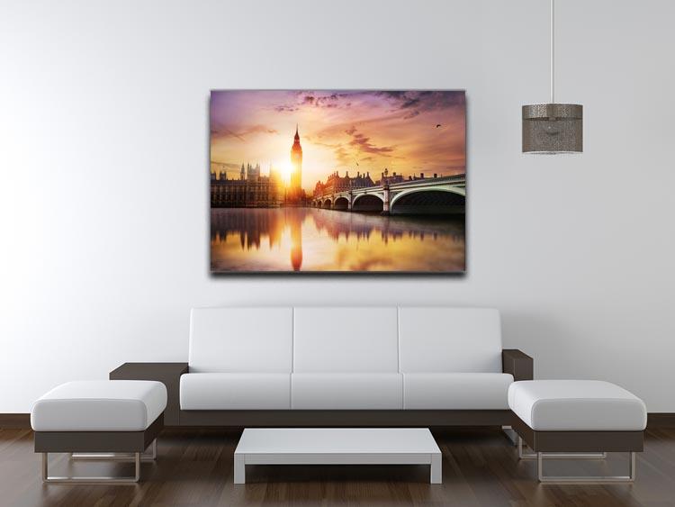 Big Ben and Westminster Bridge at dusk Canvas Print or Poster - Canvas Art Rocks - 4