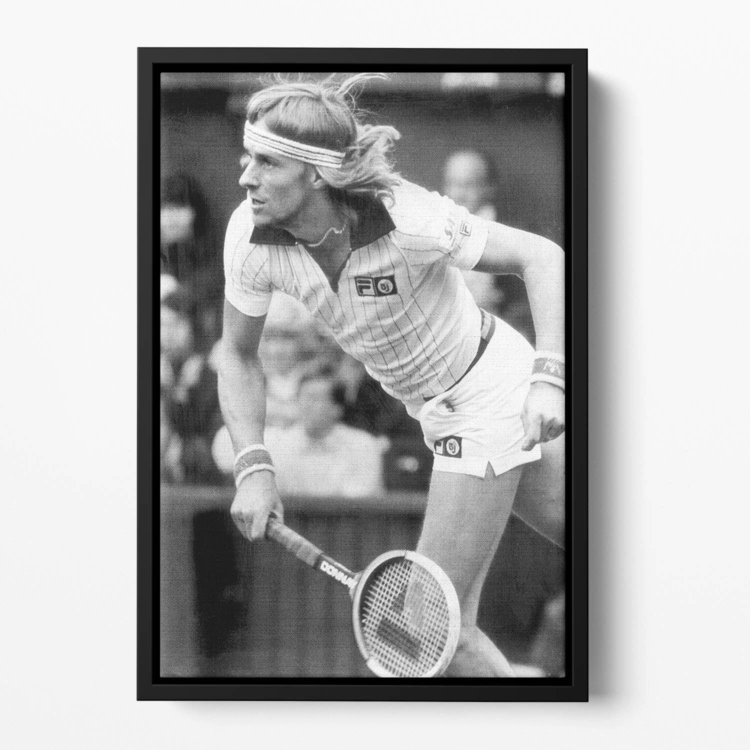 Bjorn Borg in action at Wimbledon Floating Framed Canvas