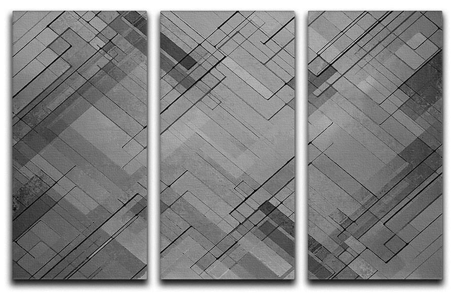 Black Chevron Background 3 Split Panel Canvas Print - Canvas Art Rocks - 1