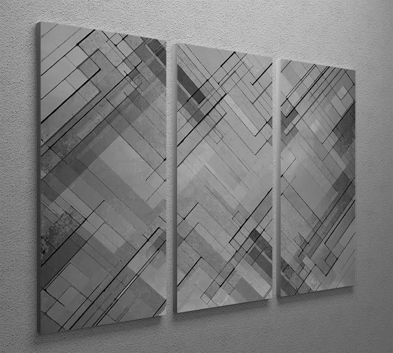 Black Chevron Background 3 Split Panel Canvas Print - Canvas Art Rocks - 2