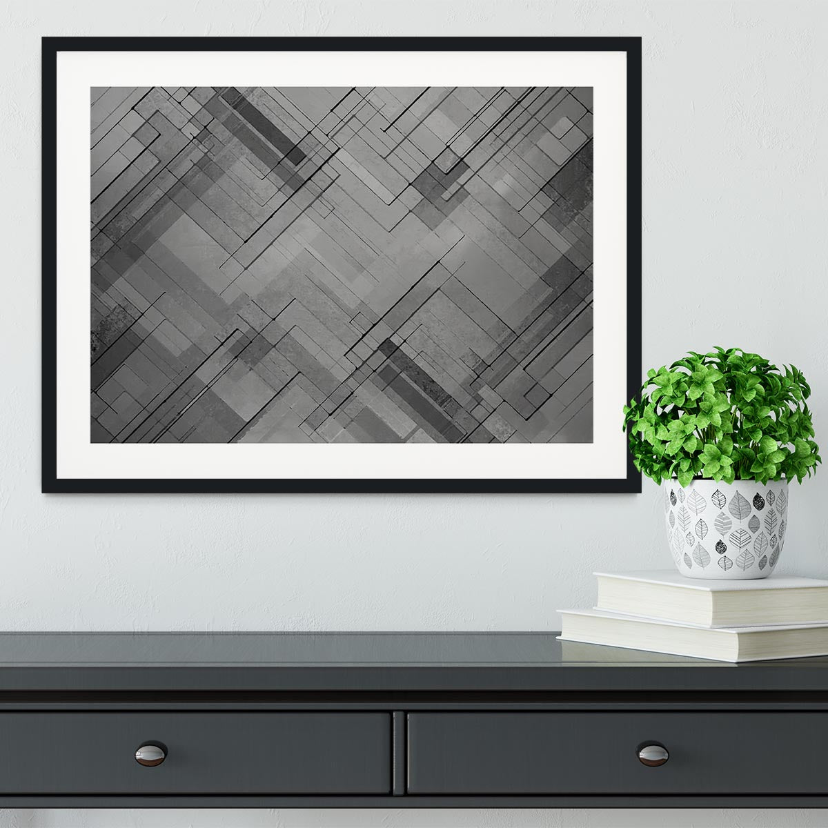 Black Chevron Background Framed Print - Canvas Art Rocks - 1