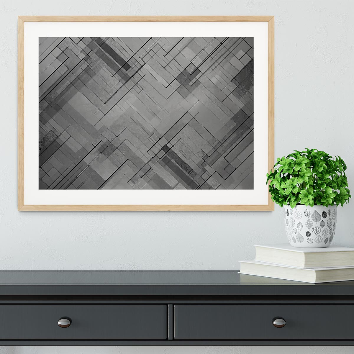 Black Chevron Background Framed Print - Canvas Art Rocks - 3