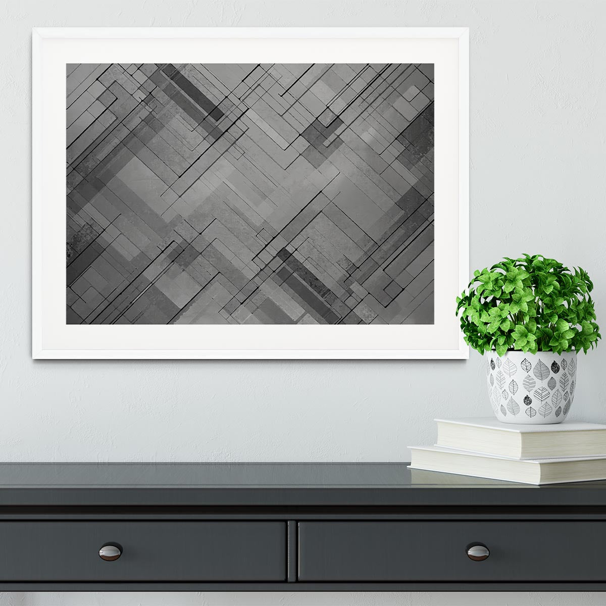 Black Chevron Background Framed Print - Canvas Art Rocks - 5