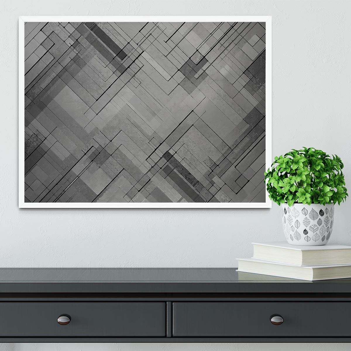 Black Chevron Background Framed Print - Canvas Art Rocks -6
