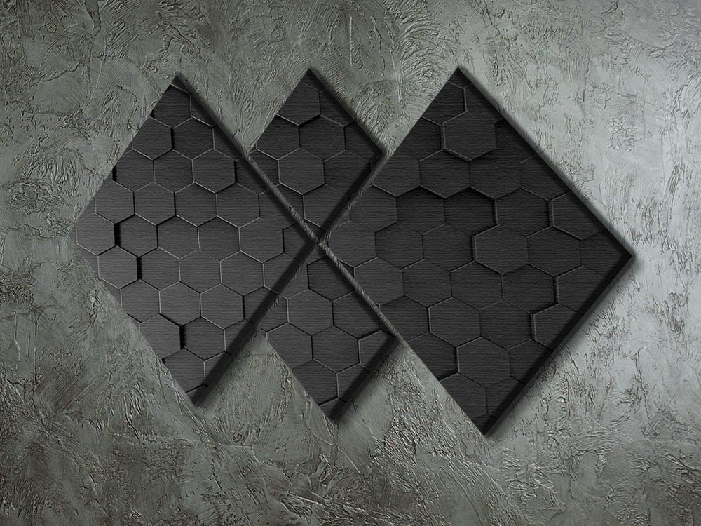 Black Hexagon Pattern 4 Square Multi Panel Canvas - Canvas Art Rocks - 2