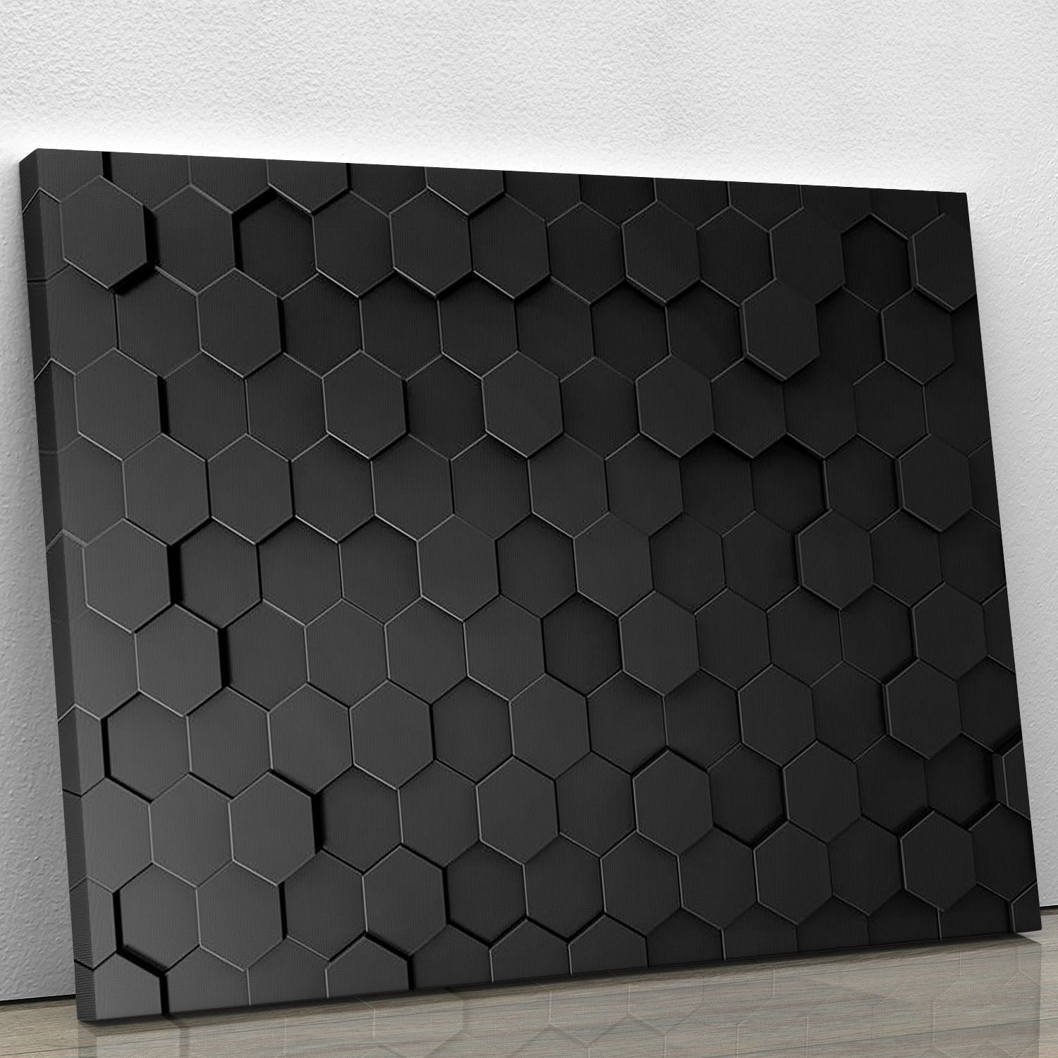 Black Hexagon Pattern Canvas Print or Poster - Canvas Art Rocks - 1