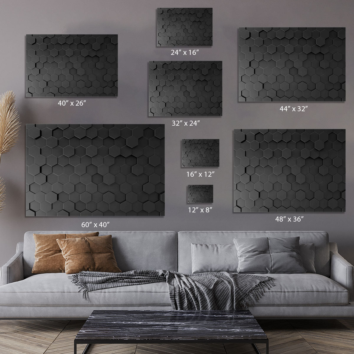 Black Hexagon Pattern Canvas Print or Poster - Canvas Art Rocks - 7