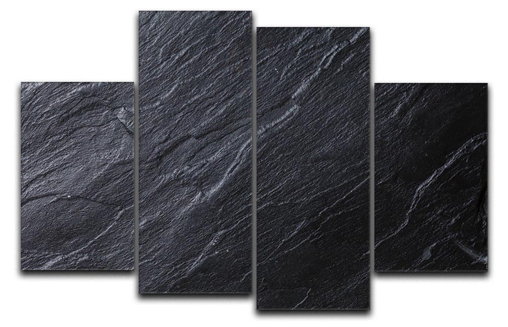 Black Textured Stone 4 Split Panel Canvas - Canvas Art Rocks - 1