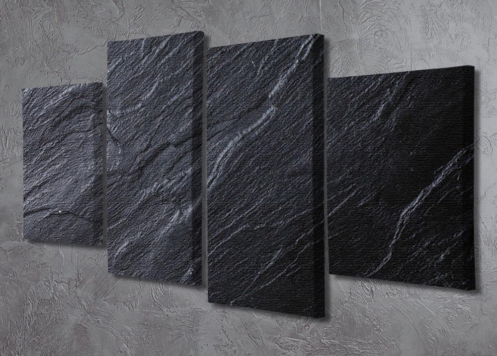 Black Textured Stone 4 Split Panel Canvas - Canvas Art Rocks - 2