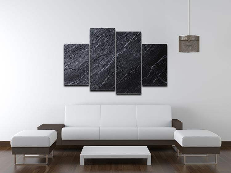 Black Textured Stone 4 Split Panel Canvas - Canvas Art Rocks - 3