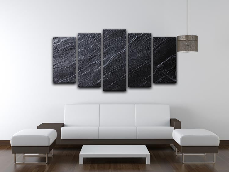 Black Textured Stone 5 Split Panel Canvas - Canvas Art Rocks - 3