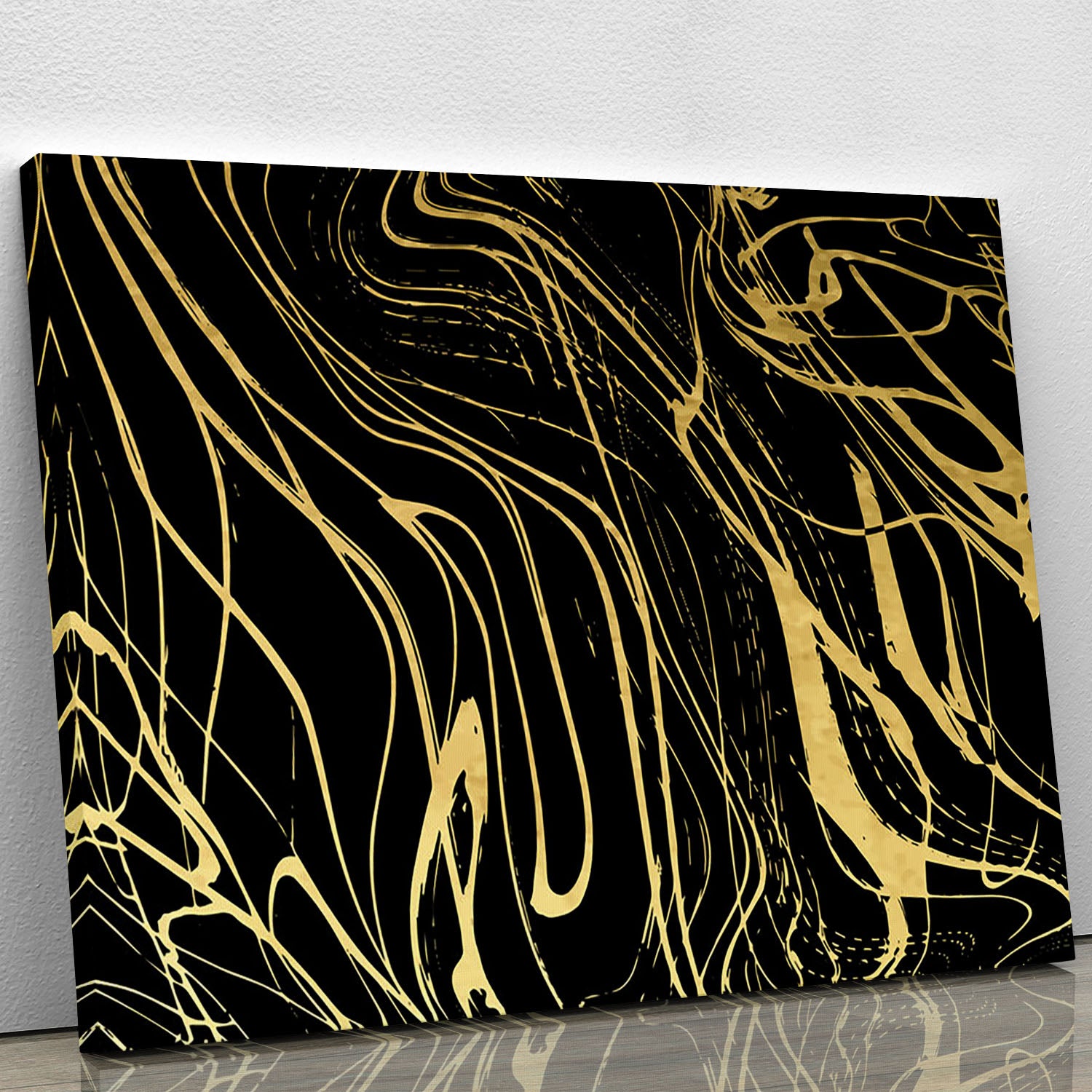 Black and Gold Swirled Abstract Canvas Print or Poster - Canvas Art Rocks - 1