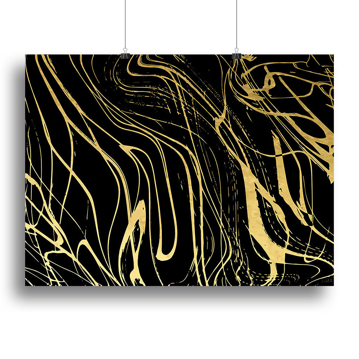 Black and Gold Swirled Abstract Canvas Print or Poster - Canvas Art Rocks - 2
