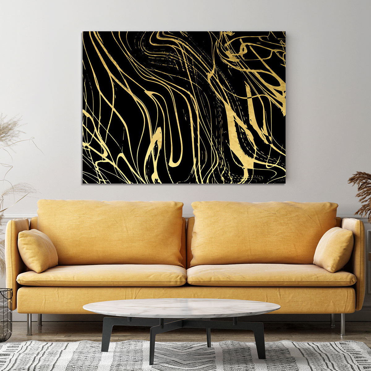 Black and Gold Swirled Abstract Canvas Print or Poster - Canvas Art Rocks - 4