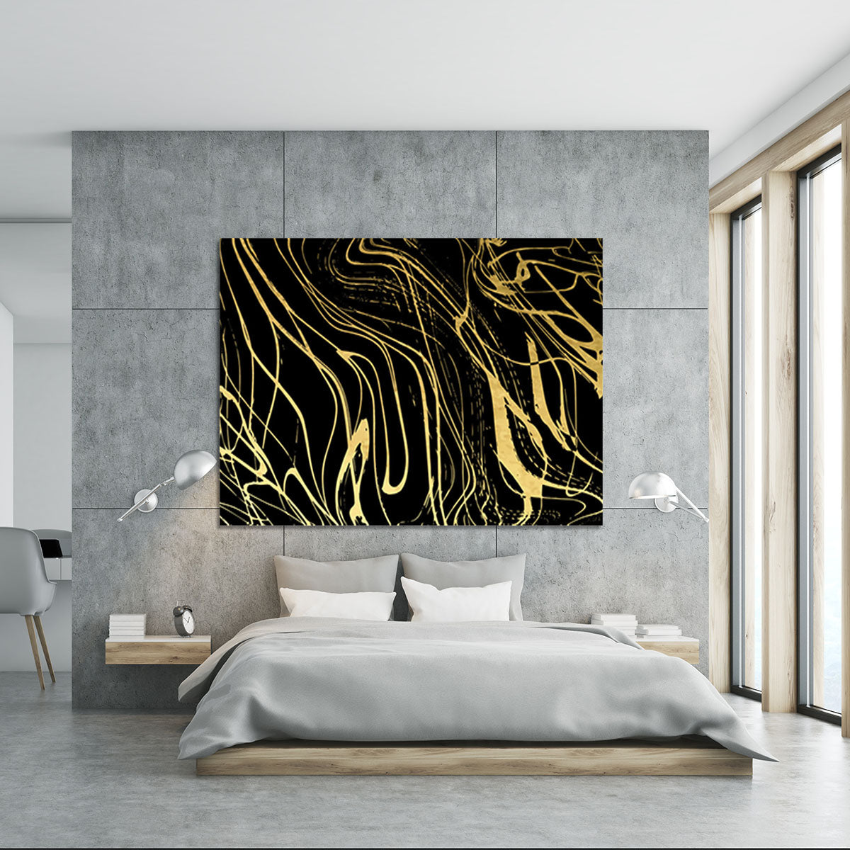 Black and Gold Swirled Abstract Canvas Print or Poster - Canvas Art Rocks - 5