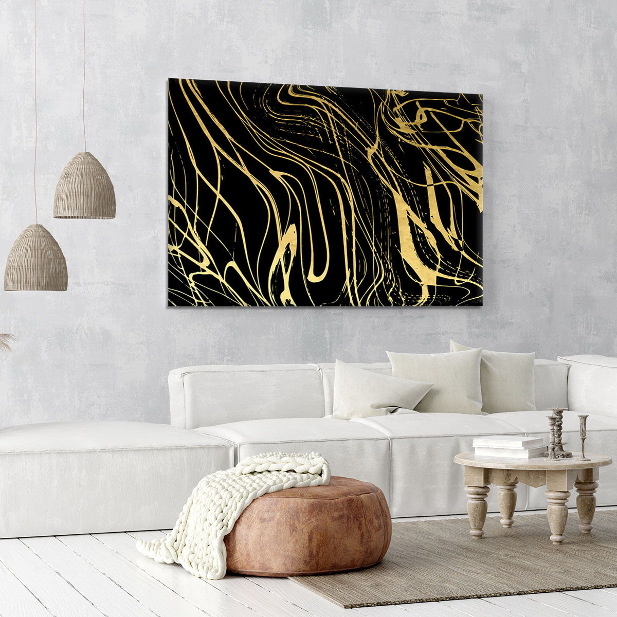 Black and Gold Swirled Abstract Canvas Print or Poster - Canvas Art Rocks - 6