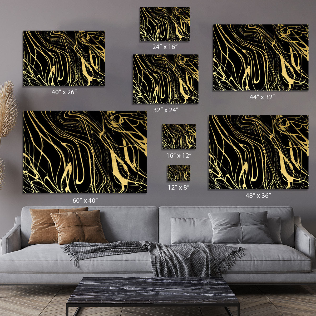 Black and Gold Swirled Abstract Canvas Print or Poster - Canvas Art Rocks - 7